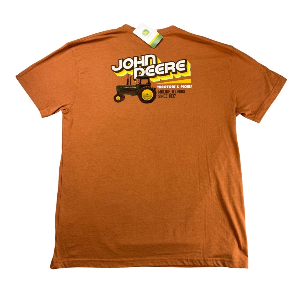 John Deere Mens XL Burnt Orange Graphic T-Shirt Country Core Tractor Logo NWT